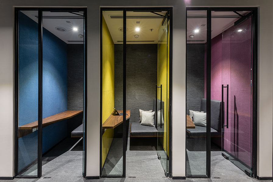 Phone booths for employees who need a quiet space for private work