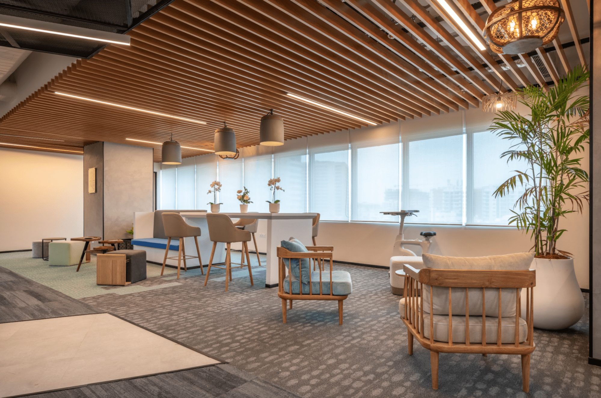 A visually aesthetic and experimental space for Verizon Hyderabad office resulted in employee wellbeing